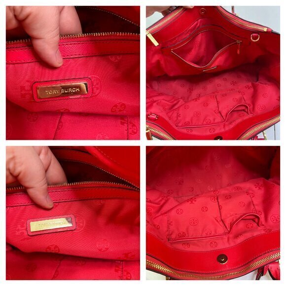 Tory Burch Robinson East West Tote Red Big Satchel Shoulder Bag Purse $448 - Picture 6 of 7